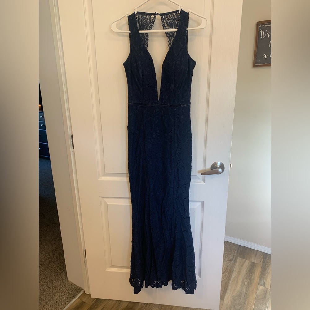 Navy blue fit & flare dress